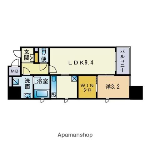 ブラン・スタイル博多(1LDK/15階)の間取り写真