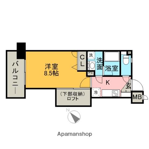 アクタス博多ステーションタワー(1K/6階)の間取り写真