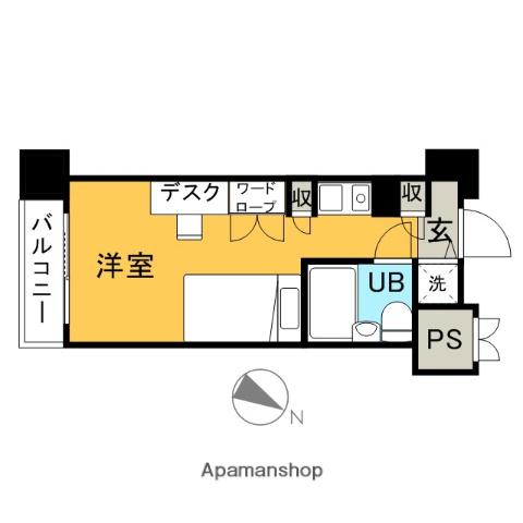 アルファコンフォート博多(ワンルーム/10階)の間取り写真