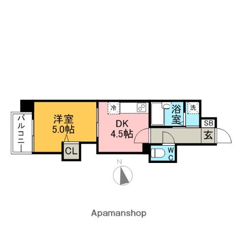 レジディア博多(1DK/12階)の間取り写真