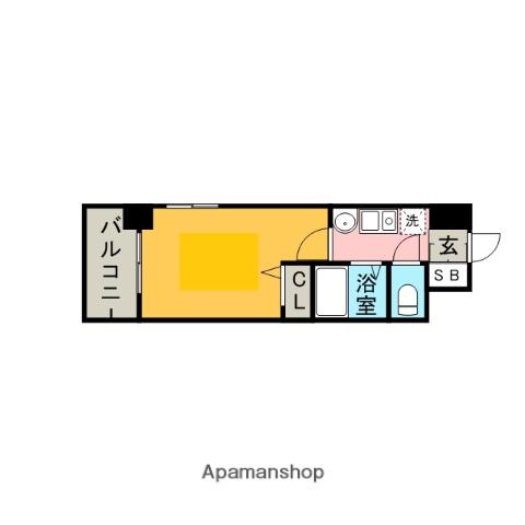 エステムコート博多駅前Ⅱセグティス(1K/6階)の間取り写真