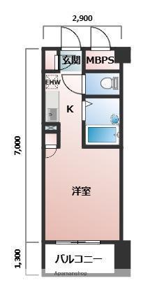 ロマネスク平尾第3(1K/6階)の間取り写真
