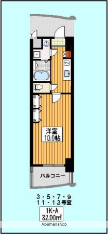 ロイヤルコンフォート渡辺通252(1K/8階)の間取り写真