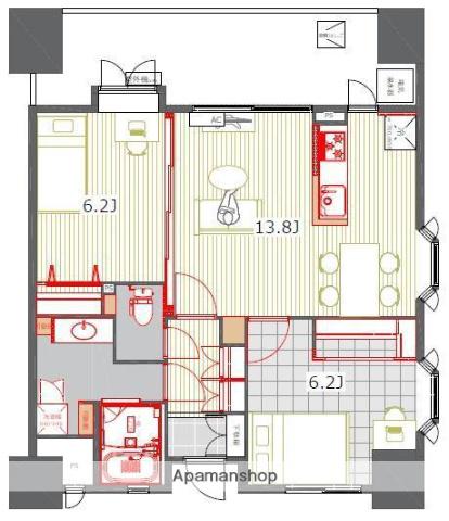 アントゥール薬院(2LDK/11階)の間取り写真