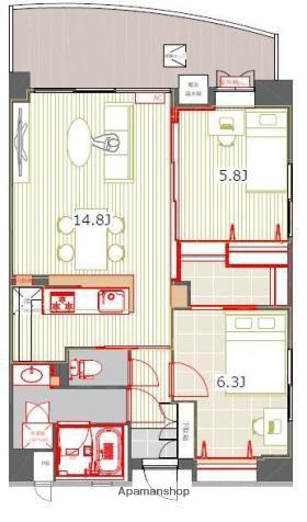 アントゥール薬院(2LDK/10階)の間取り写真