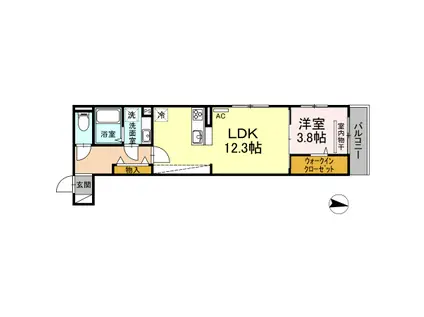 グランシャリオ赤坂(1LDK/3階)の間取り写真