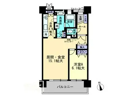 アンピール県庁駅前(1LDK/9階)の間取り写真