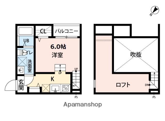 COCOCALM半道橋(ワンルーム/1階)の間取り写真