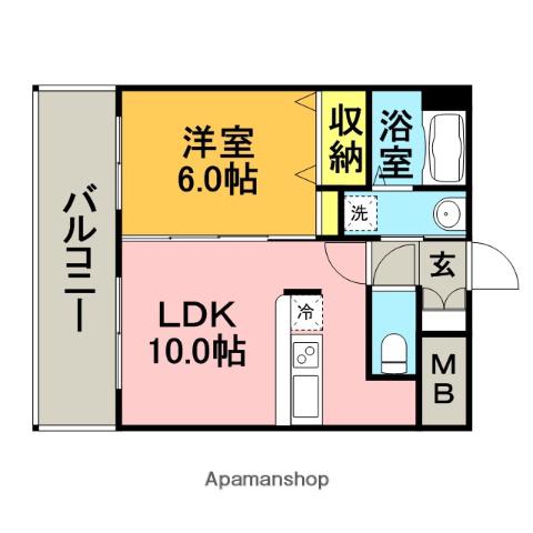 ラルジュエル博多(1LDK/4階)の間取り写真