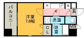 エルフィナ上呉服町(1K/10階)の間取り写真