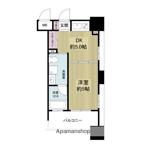 ルネッサンス21博多(1DK/2階)の間取り写真
