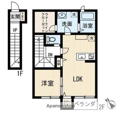 エスペランサ吉塚Ⅱ(1LDK/2階)の間取り写真