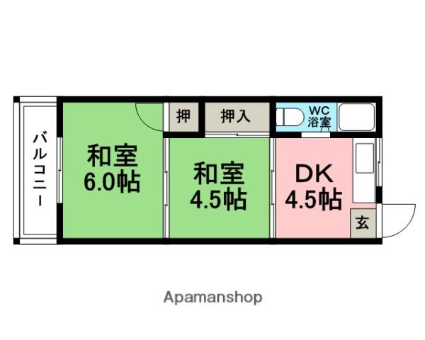 秦アパート(2DK/2階)の間取り写真