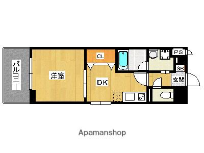 アクアヒルズ天神東(1DK/4階)の間取り写真