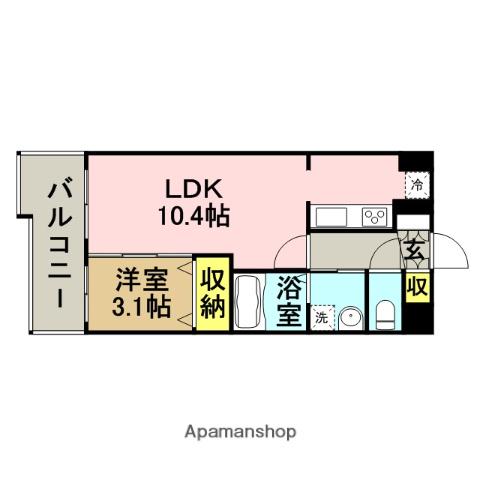 レジディア博多東(1LDK/5階)の間取り写真