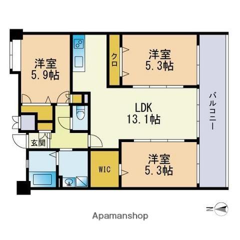 エスティメゾン博多東(3LDK/2階)の間取り写真
