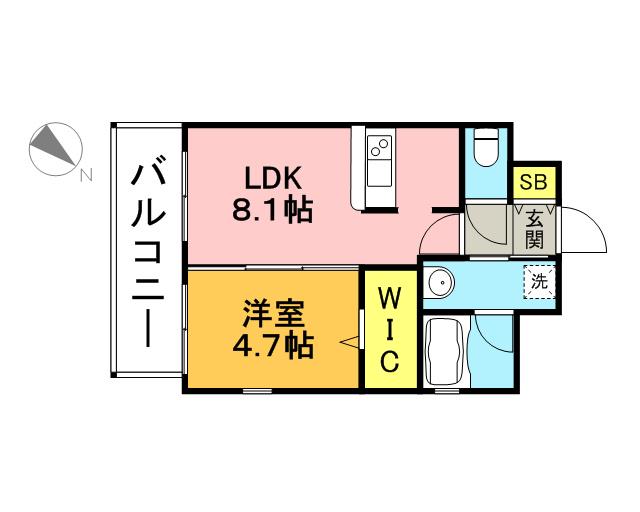 エンクレスト天神STAGE(1LDK/3階)の間取り写真
