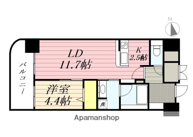 ウェルブライト博多ステーション住居(1LDK/9階)の間取り写真