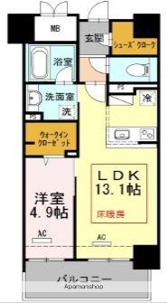 ウェルブライト博多ステーション住居(1LDK/10階)の間取り写真