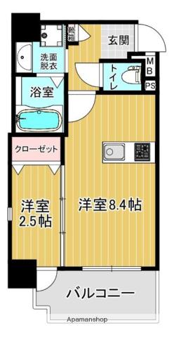 トラストビル千代県庁口(1LDK/7階)の間取り写真