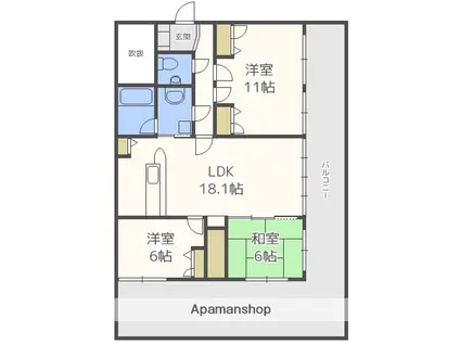 アダージュ薬院弐番館(3LDK/10階)の間取り写真