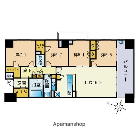 ザ パークハウス赤坂タワーレジデンス(4LDK/17階)の間取り写真