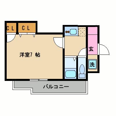 ピュアドームエクサイト博多アネックス(1K/9階)の間取り写真