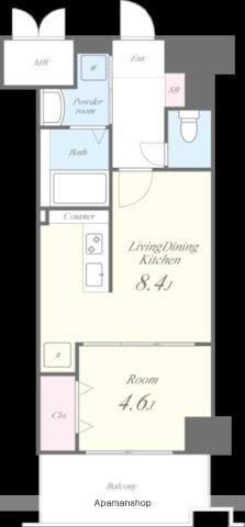 プレジール薬院テラス(1LDK/7階)の間取り写真
