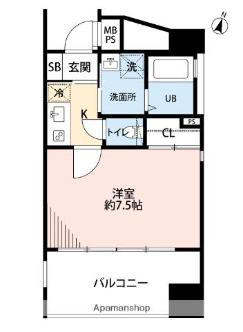 サヴォイ テンジン クォーター(1K/2階)の間取り写真