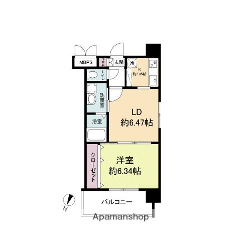 レジディア天神(1LDK/9階)の間取り写真