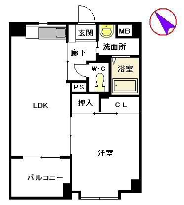 パティオ薬院Ⅱ(1LDK/4階)の間取り写真