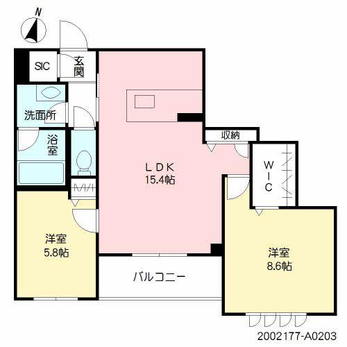 大濠パークレジデンス(2LDK/2階)の間取り写真