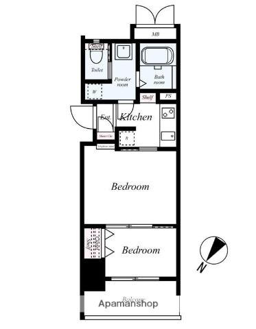 グランフォーレ地行(2K/8階)の間取り写真