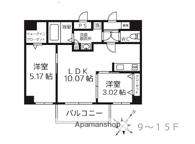 MODERN PALAZZO 天神AXIA(2LDK/11階)の間取り写真