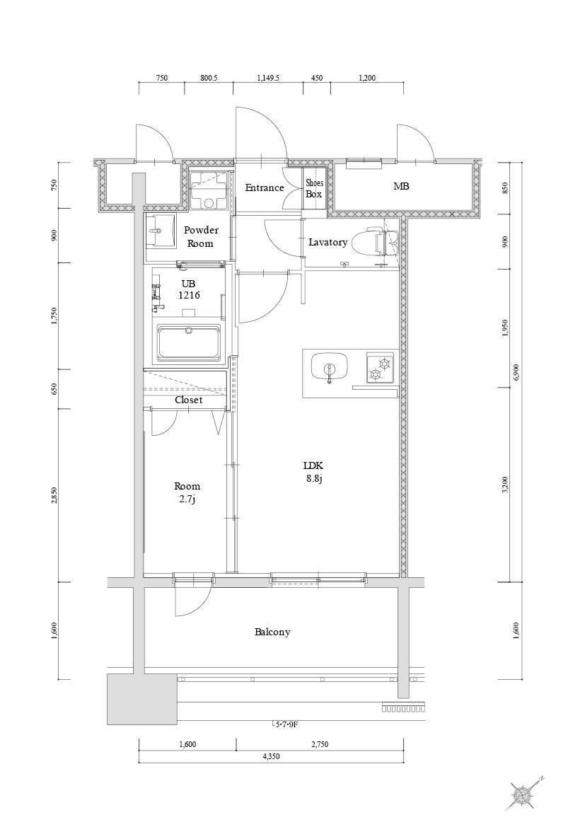 エンクレスト博多駅南GRACE(1LDK/3階)の間取り写真