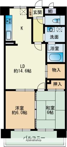 ホワイティ西新Ⅱ(2LDK/3階)の間取り写真