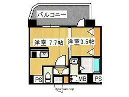 第48川崎ビル(1LDK/8階)の間取り写真