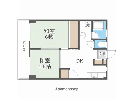 小笹カステリアA棟(2DK/4階)の間取り写真