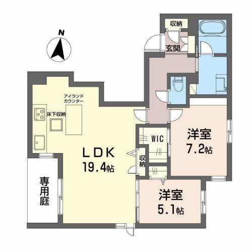 KLANG HIBIKI(2LDK/1階)の間取り写真