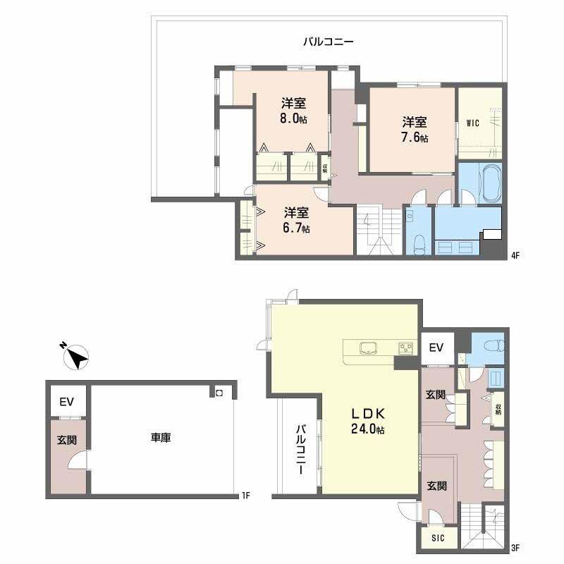 シャーメゾン浄水通(3LDK/3階)の間取り写真