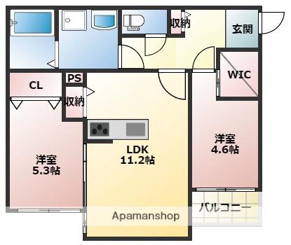 SUNMARK美野島(2LDK/1階)の間取り写真