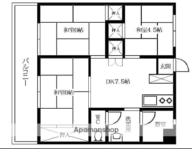 小笹カステリアC棟(3DK/4階)の間取り写真
