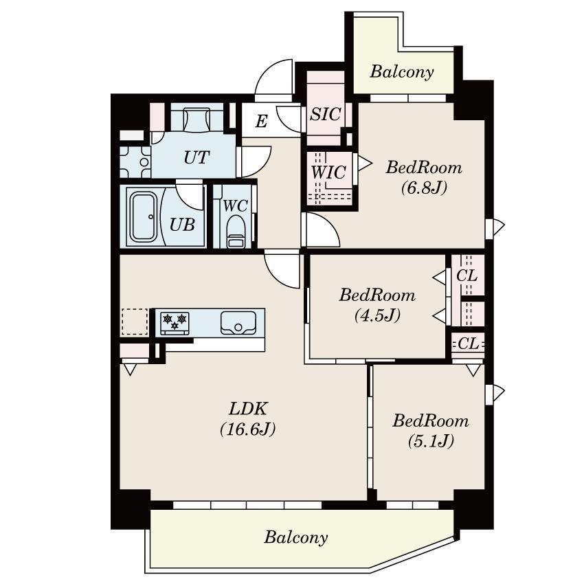 S-RESIDENCE藤崎BALM(3LDK/2階)の間取り写真