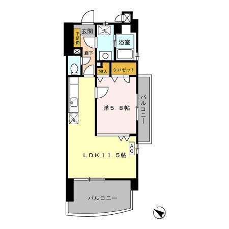 フォルスト平尾(1LDK/10階)の間取り写真