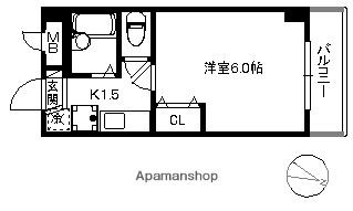 ガーデンパレス西新(1K/2階)の間取り写真