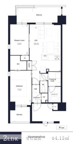 TONOクリスタル上人橋(2LDK/7階)の間取り写真