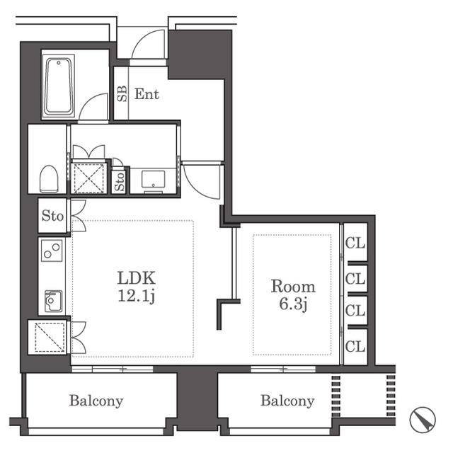 グランドメゾン福岡 THE CENTRAL LUXE(ワンルーム/7階)の間取り写真