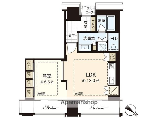 グランドメゾン福岡 THE CENTRAL LUXE(1LDK/7階)の間取り写真