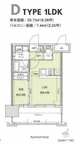 ドゥーエ赤坂(1LDK/4階)の間取り写真