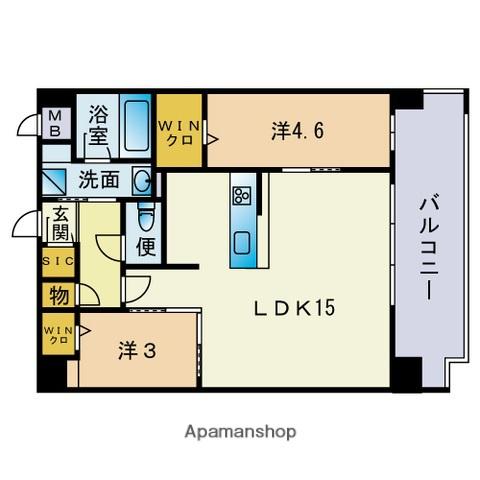 ウェルス天神南(2LDK/4階)の間取り写真